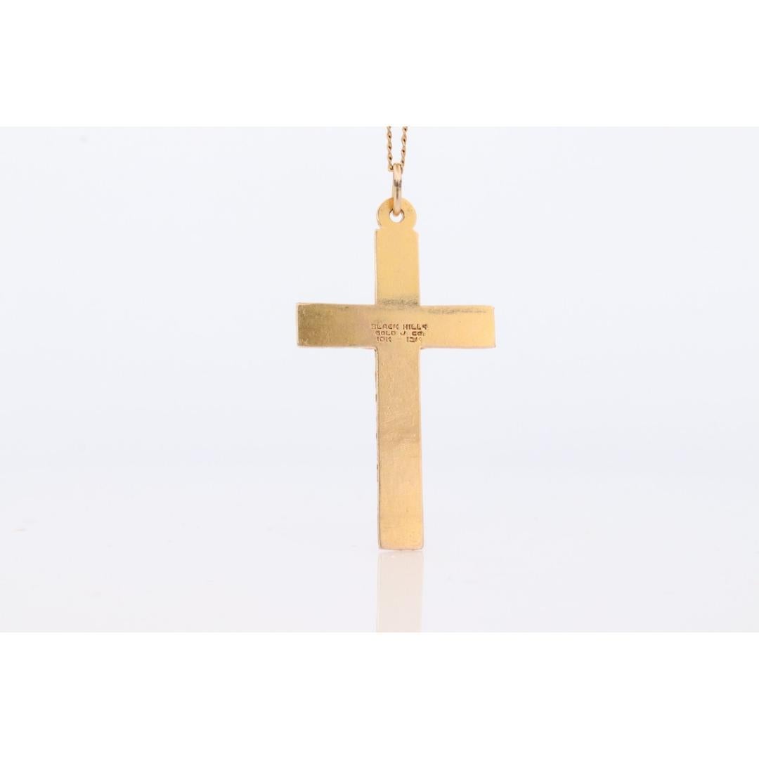 Black Hills Gold Cross Necklace.10k multi tone Black Hills Gold Crucifix Pendant For Sale 1