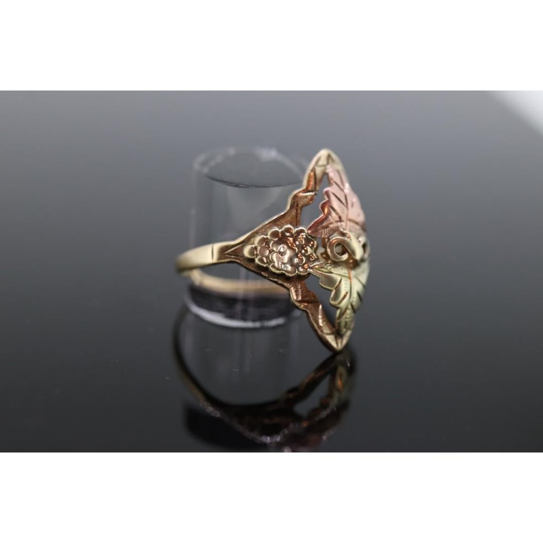 Black Hills Gold Marquise shaped Ring. FREE RESIZE. 10k Multi-Tone Black Hills For Sale 1