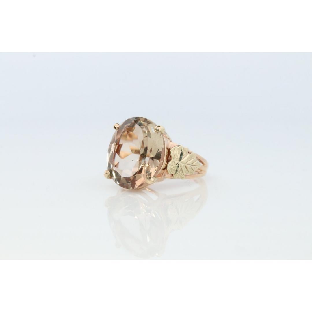 Black Hills Gold Ring. 10k 12k Natural Imperial Topaz Multi-Tone Black Hills For Sale 4