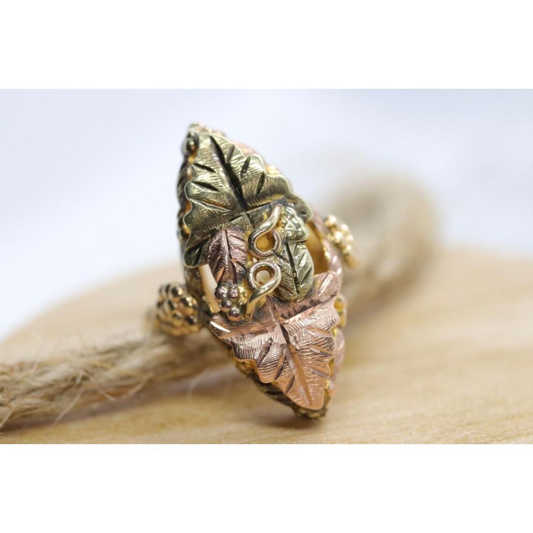 Vintage from the 1980s
Size: 7 US
Materials: Gold, Rose gold, White gold
Band color: Rose gold

Style: Avant garde

About this item

Unique Signet ring made by the popular Black Hills Gold franchise. It is a reasonable size ring. Will look beautiful