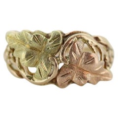 Schwarzer Hills Goldring. 10k Mehrfarbiges Gold. Schwarze Hügel Gold Design Tricolor Leder