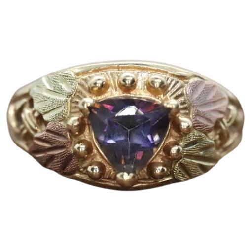 Black Hills Gold Ring. 10k Multi-Tone Mystic Topaz Trillion Black Hills Gold