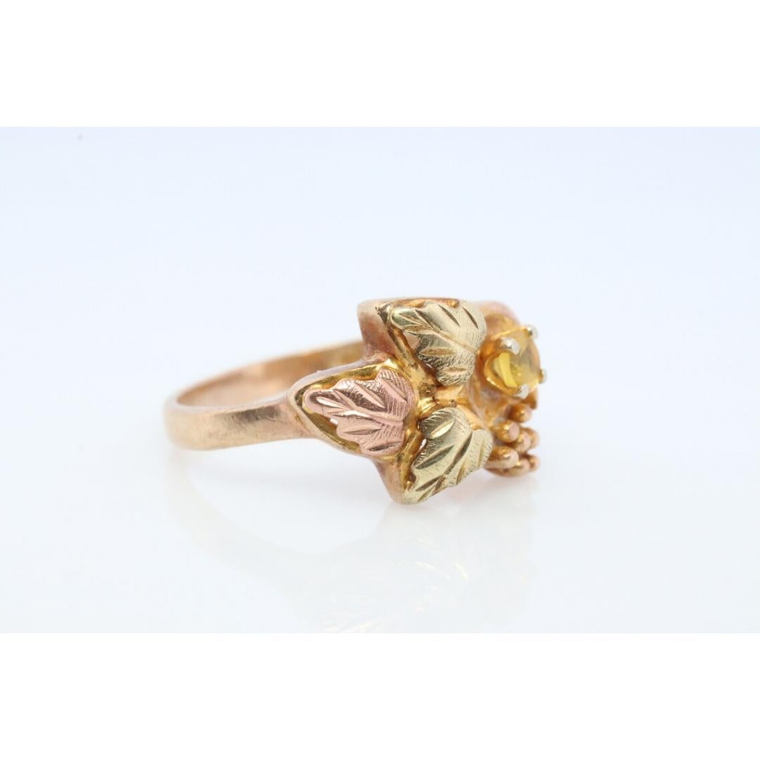 Black Hills Gold Ring beautiful Yellow SAPPHIRE. 10k Multi-Tone Black Hills Gold In Good Condition For Sale In Port Charlotte, FL