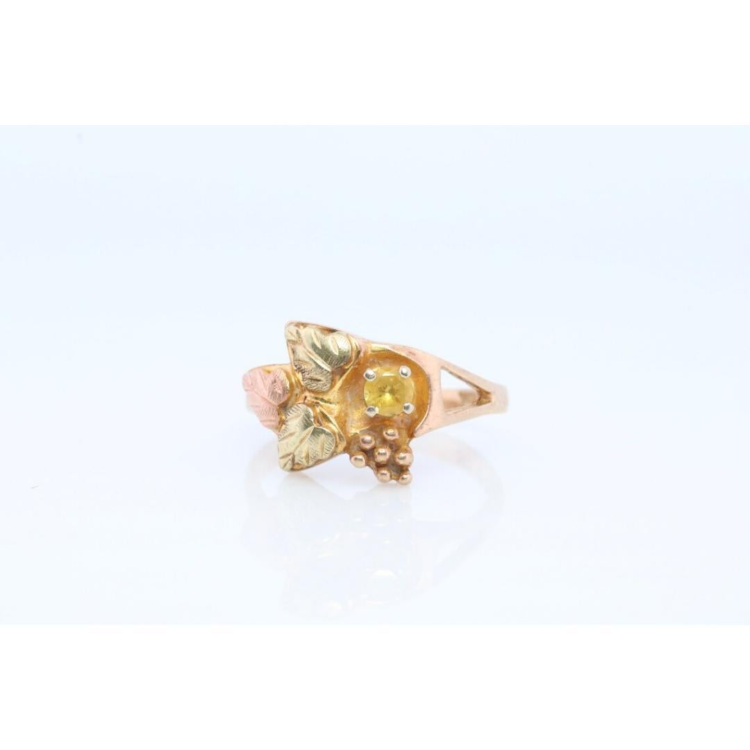 Black Hills Gold Ring beautiful Yellow SAPPHIRE. 10k Multi-Tone Black Hills Gold For Sale 3