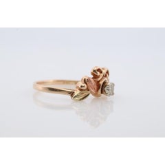 Black Hills Gold Ring. Diamond Ring. 10k Multi-Tone Gold. Dainty Black Hills