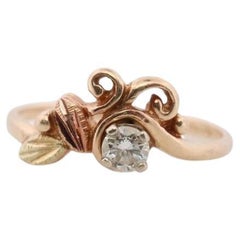 Black Hills Gold Ring. Diamond Ring. 10k Multi-Tone Gold. Dainty Black Hills