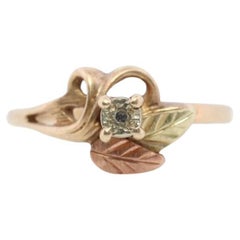 Black Hills Gold Ring. Diamond Ring. 10k Multi-Tone Gold. Dainty Black Hills