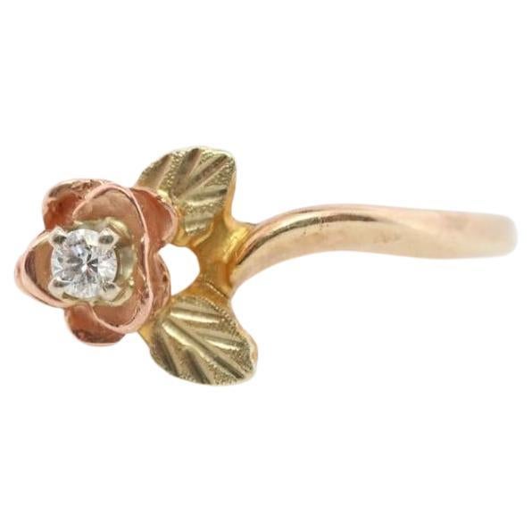 Black Hills Gold Ring. Diamond Ring. 10k Multi-Tone Gold. Dainty Black Hills