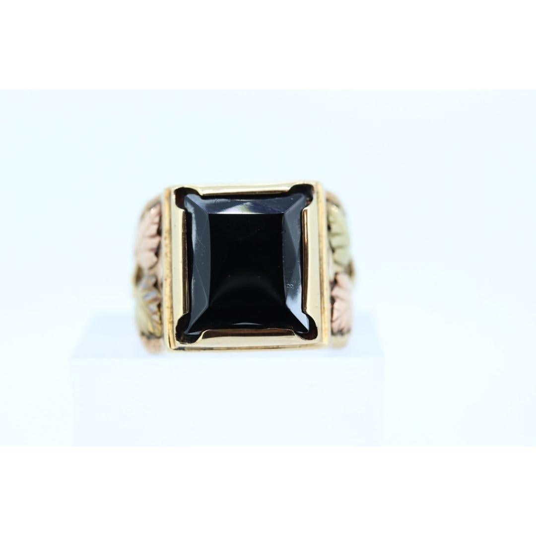 Men's Black Hills Gold Ring. Heavy 10k Hematite Black Hills Gold Mens Statement Ring. For Sale