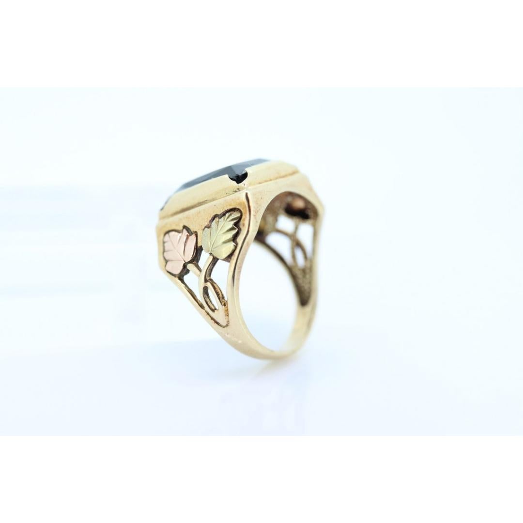 Black Hills Gold Ring. Heavy 10k Hematite Black Hills Gold Mens Statement Ring. For Sale 2