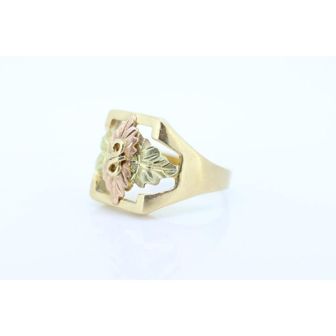 Anneau d'or d'I Hill. Bague de déclaration en or 10k Vintage Black Hille pour homme. en vente 5