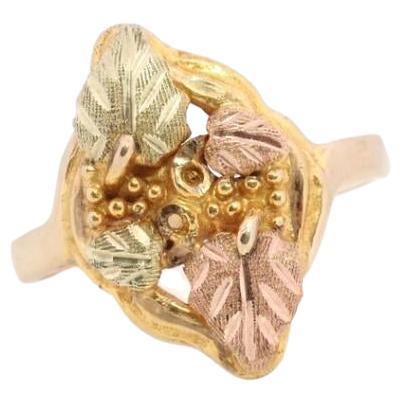 Anneau d'or d'I Hill. Bague marquise 10k multicolore Black Hills Gold Statement Ring