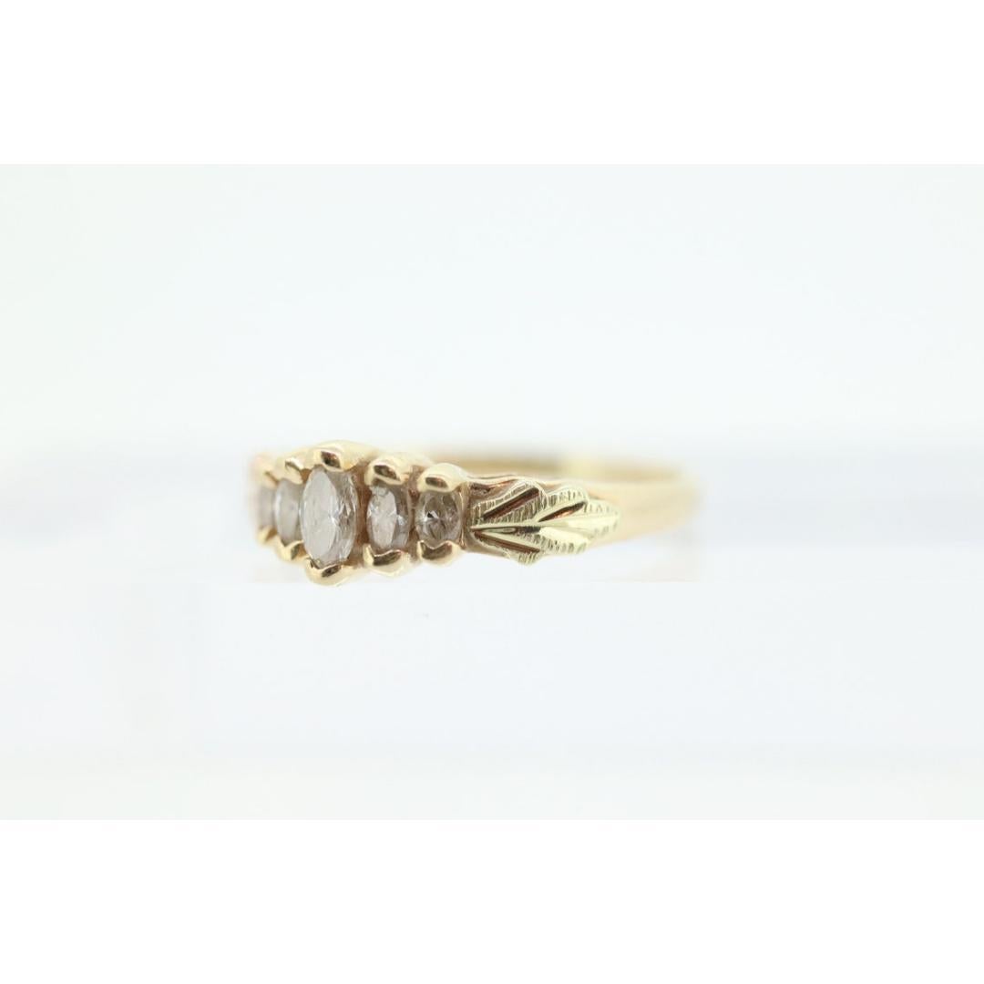 Black Hills Gold Ring. Marquise Diamond Anniversary Ring. 10k Multi-Tone Gold. For Sale 1