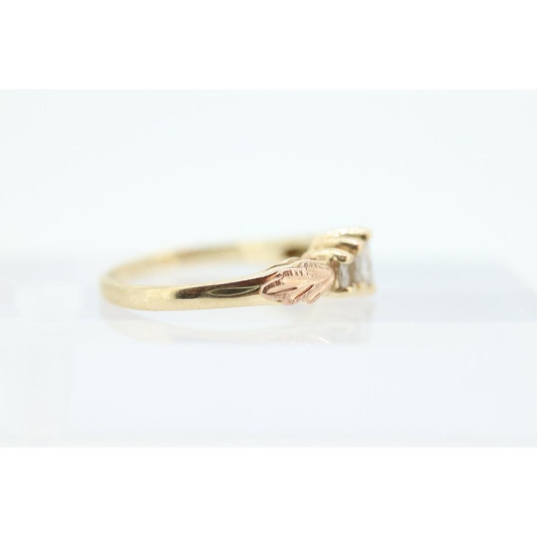 Black Hills Gold Ring. Marquise Diamond Anniversary Ring. 10k Multi-Tone Gold. For Sale 2