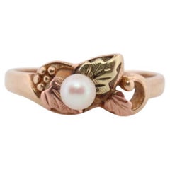 Black Hills Gold Ring with a Pearl. 10k Multi-Tone Black Hills Gold Pearl Ring.