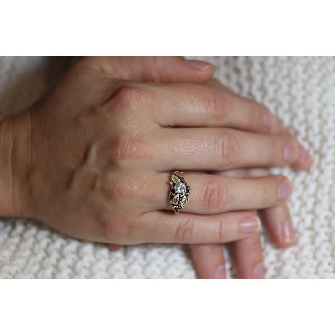 Anillo de Diamantes Vintage de Oro de Black Hills. Anillo solitario de diamantes de 1/2 ct. 10k en venta 5