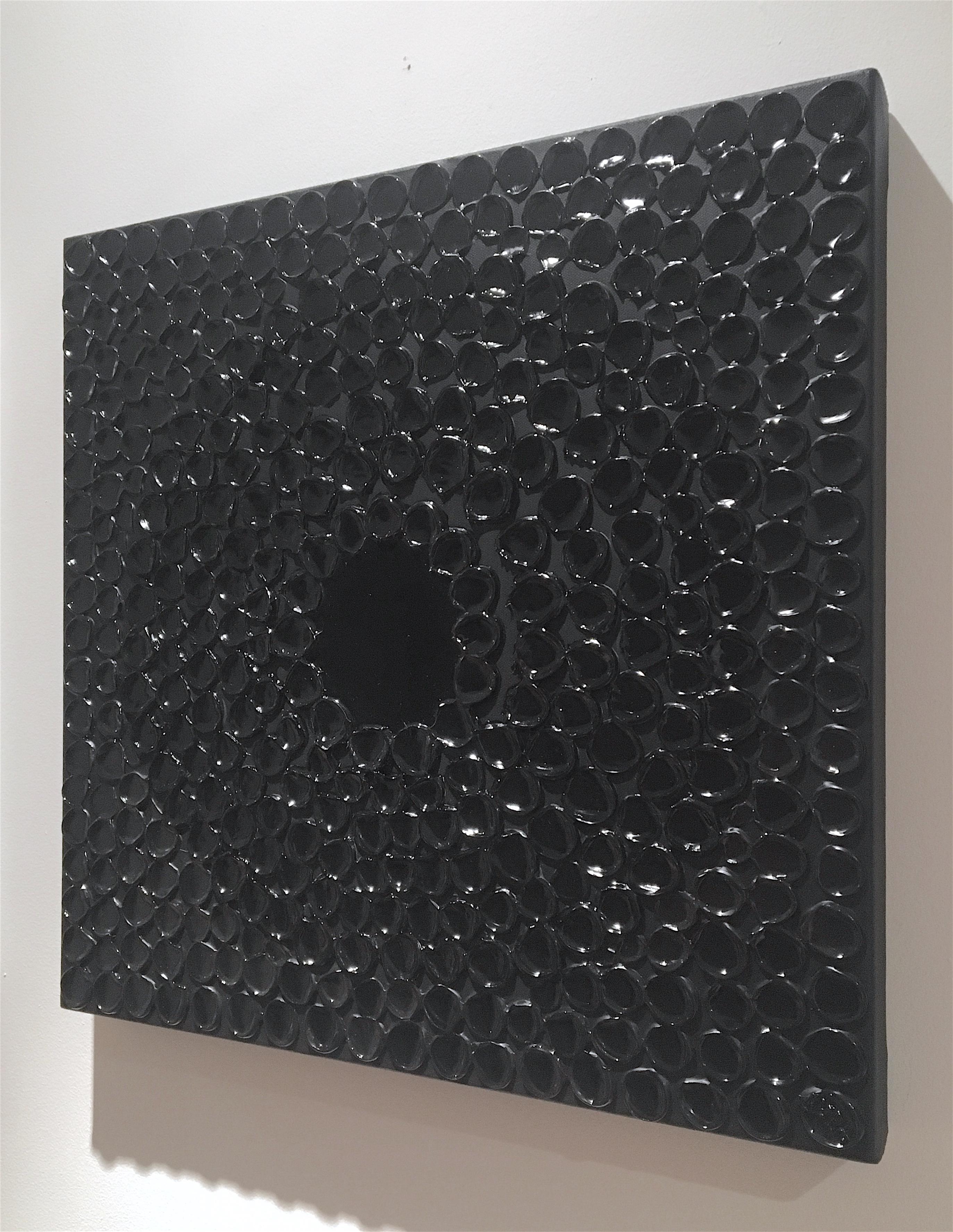 Modern Painting Black Hole 10 by Liora Textured Square Abstract Canvas Contemporary For Sale