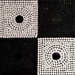 Painting Black Hole 9 by Liora Textured Black White Large Abstract Canvas Modern