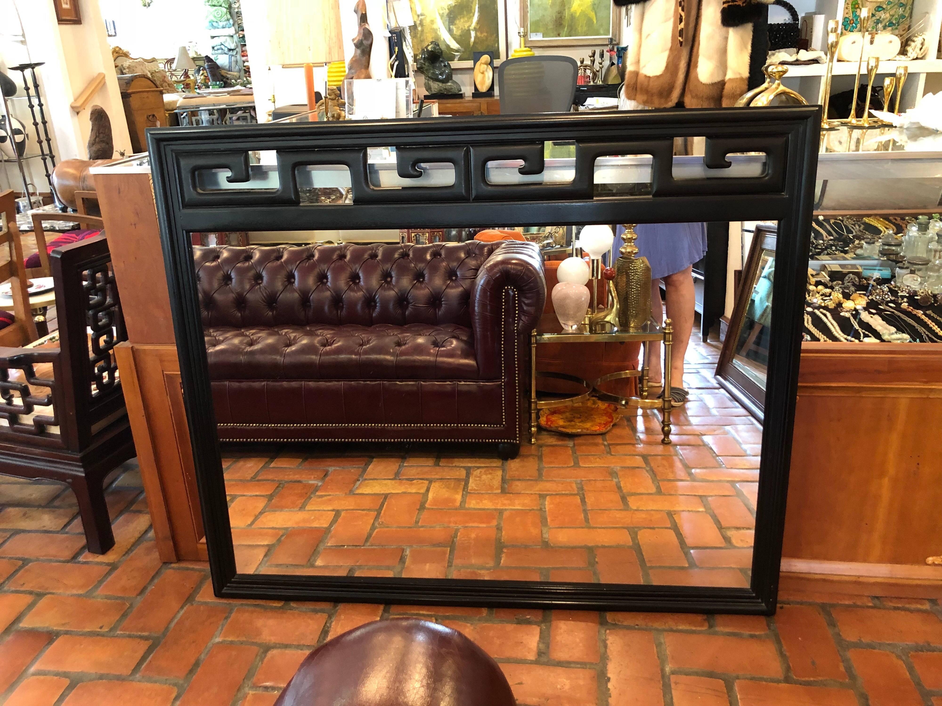 American Black Hollywood Regency Mirror in the Style of James Mont
