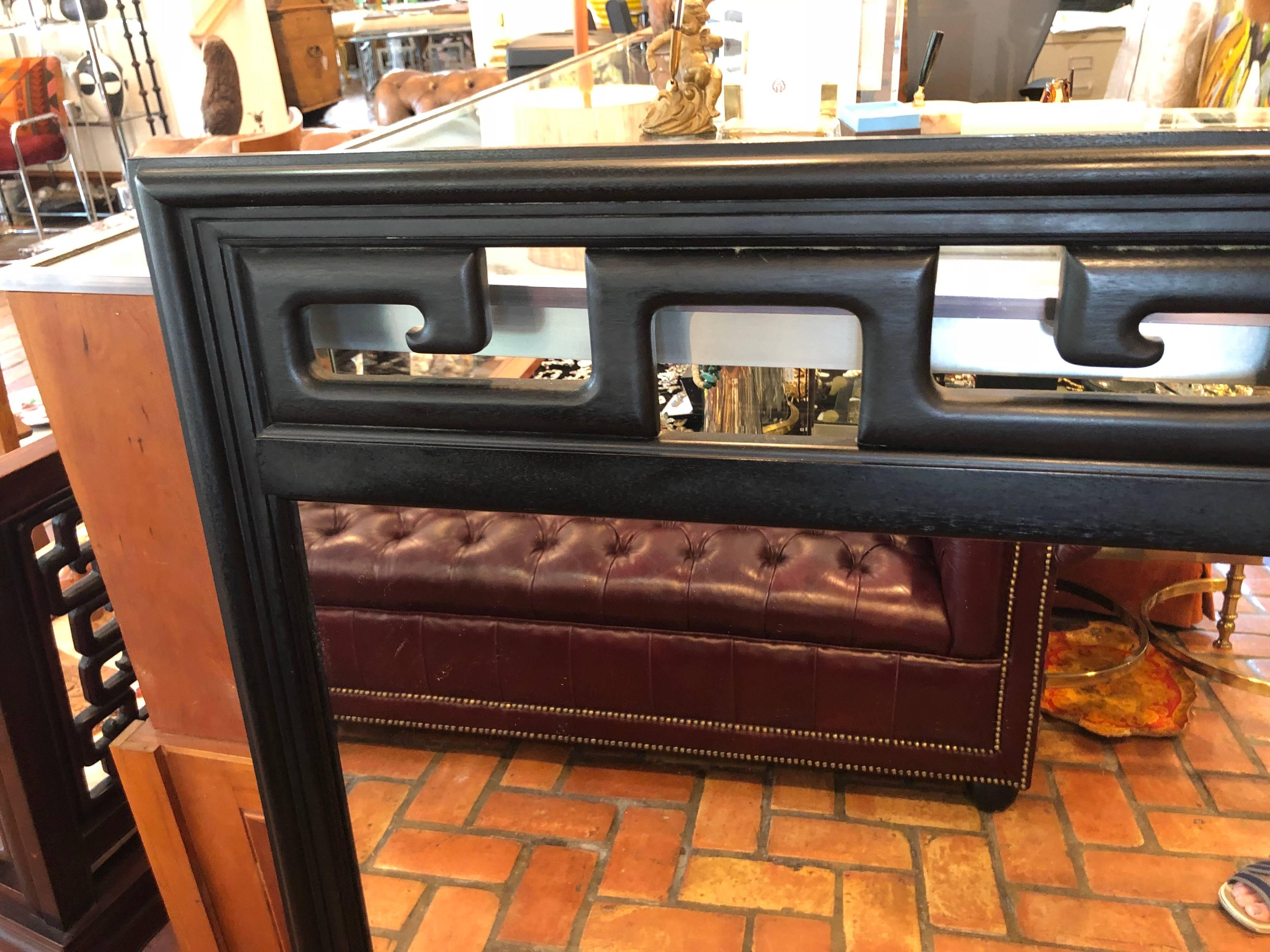 Black Hollywood Regency Mirror in the Style of James Mont 1