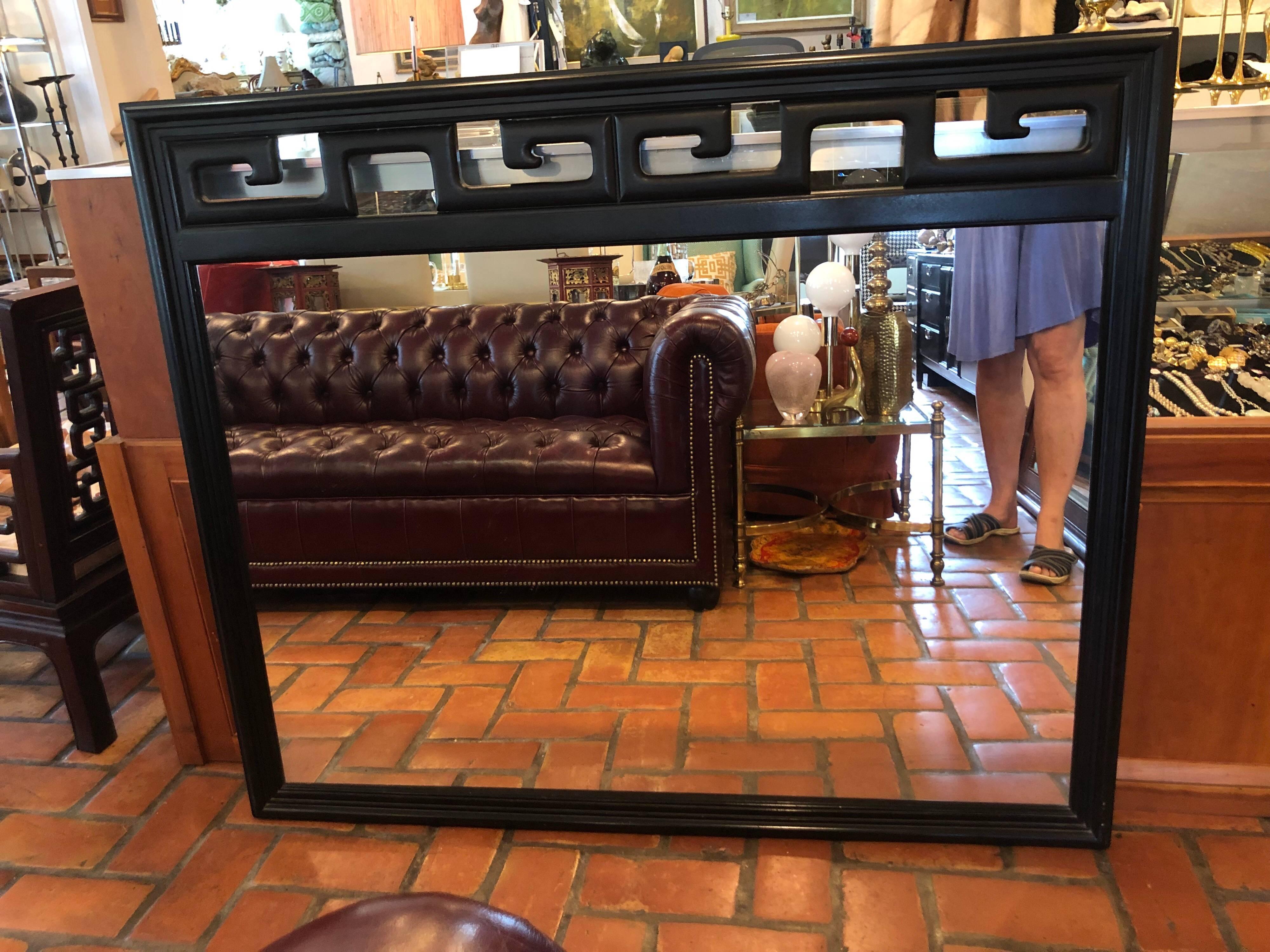 Black Hollywood Regency Mirror in the Style of James Mont 4