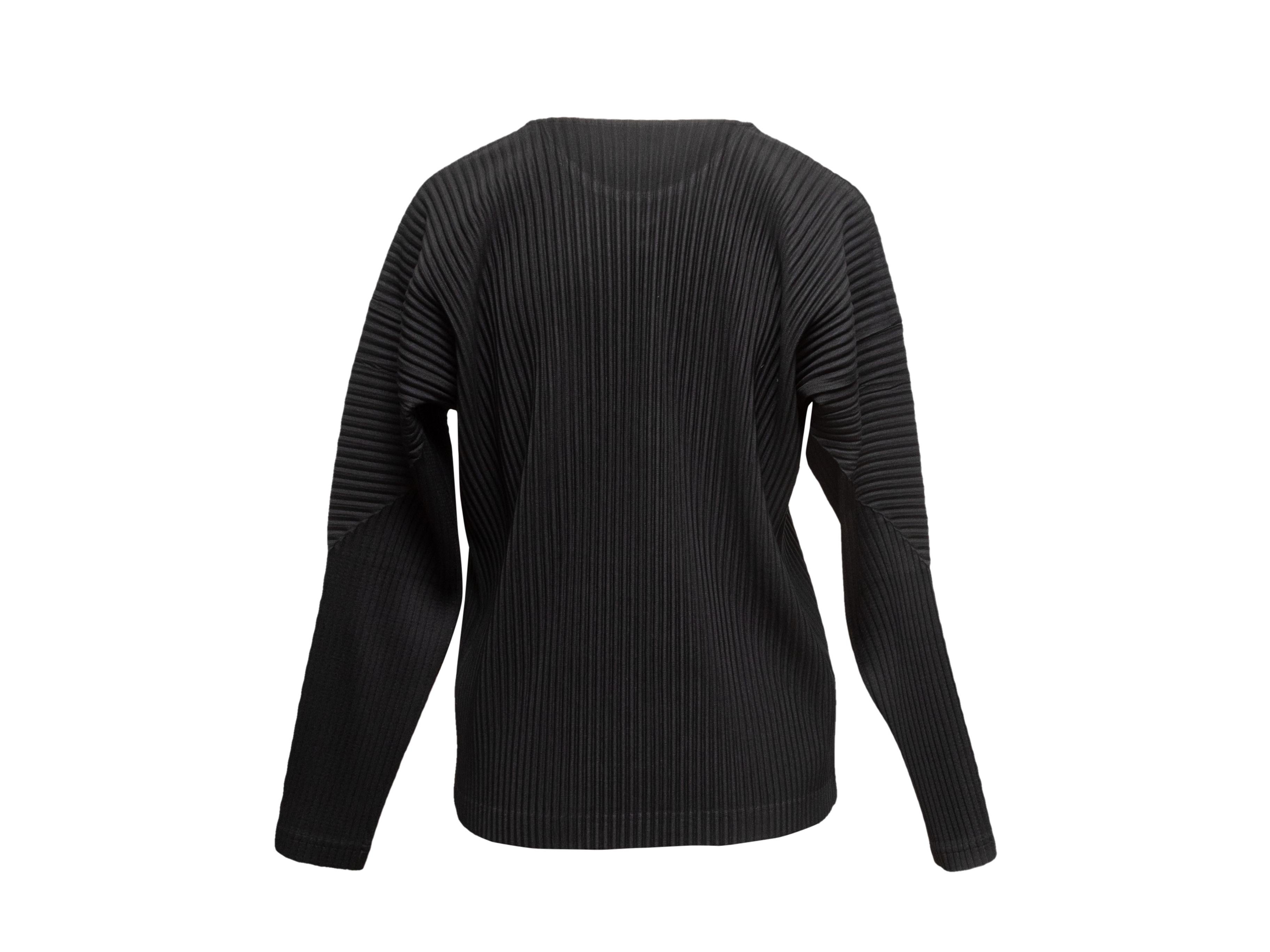 Noir Homme Plisse Issey Miyake Long Sleeve Top Designer Size 2 Pour femmes en vente
