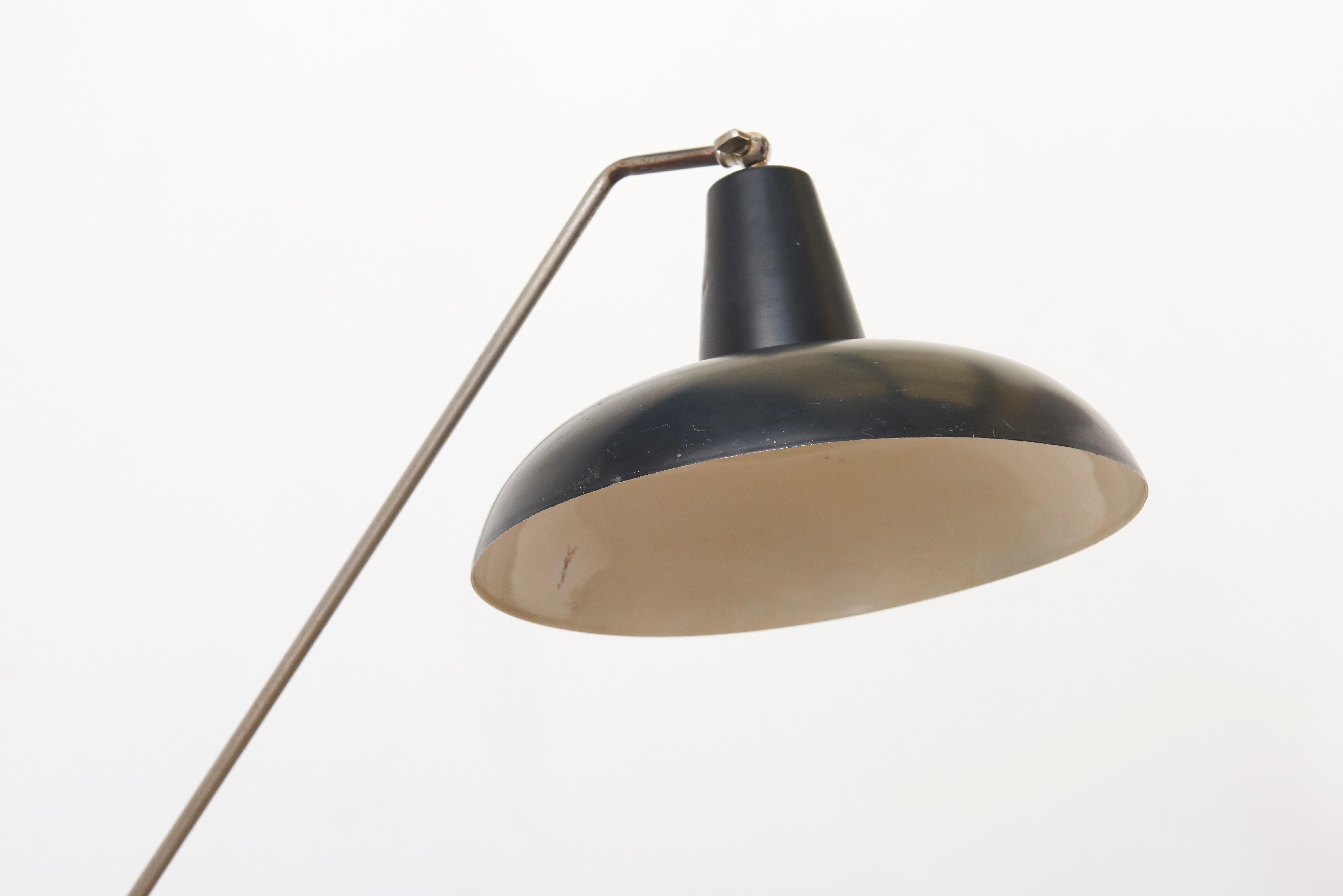 Mid-Century Modern Black Hoogervorst Rare Counter Balance Floor Lamp for Anvia 1950s Netherlands