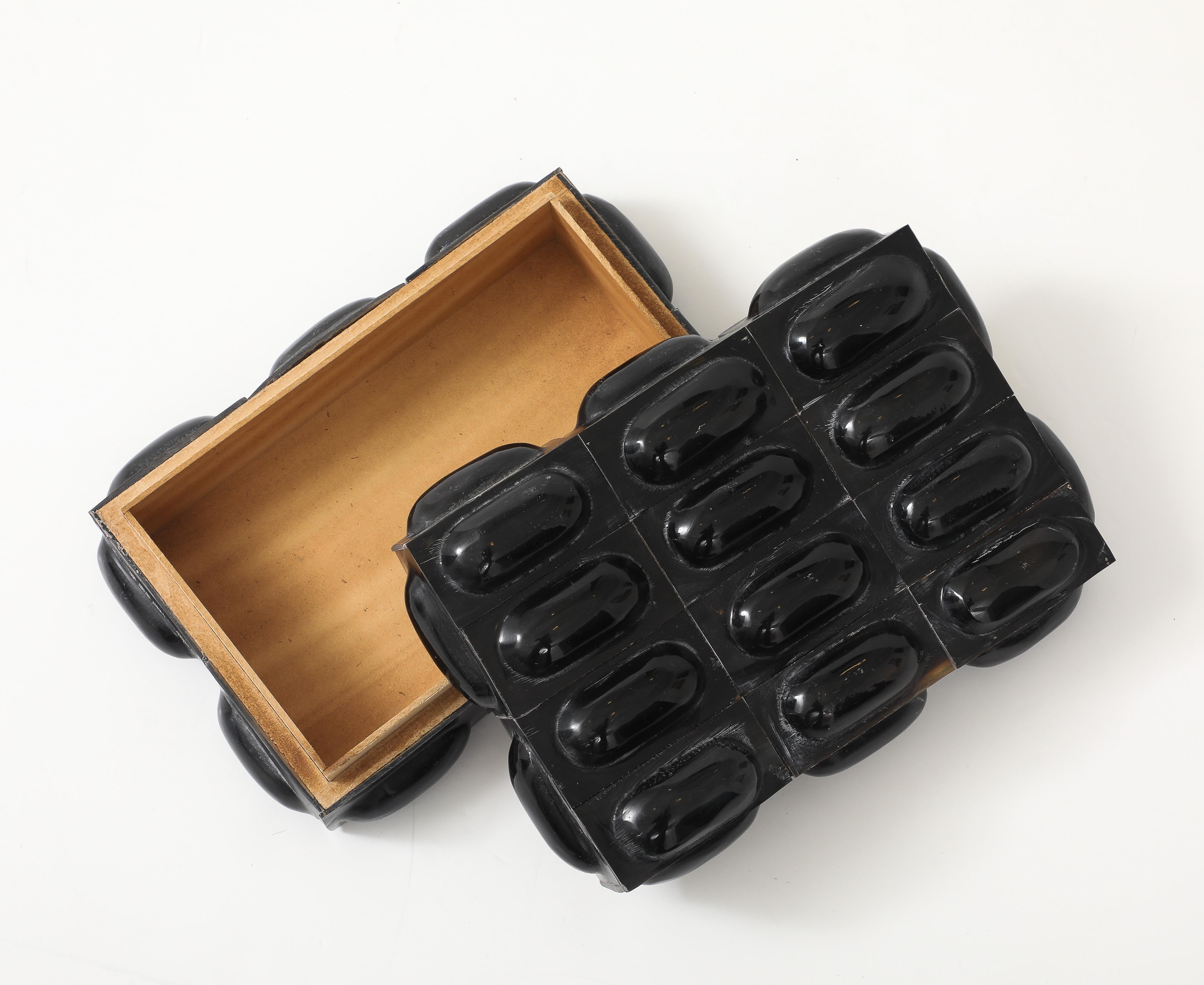 Black Horn Oval Tiled Box For Sale 3