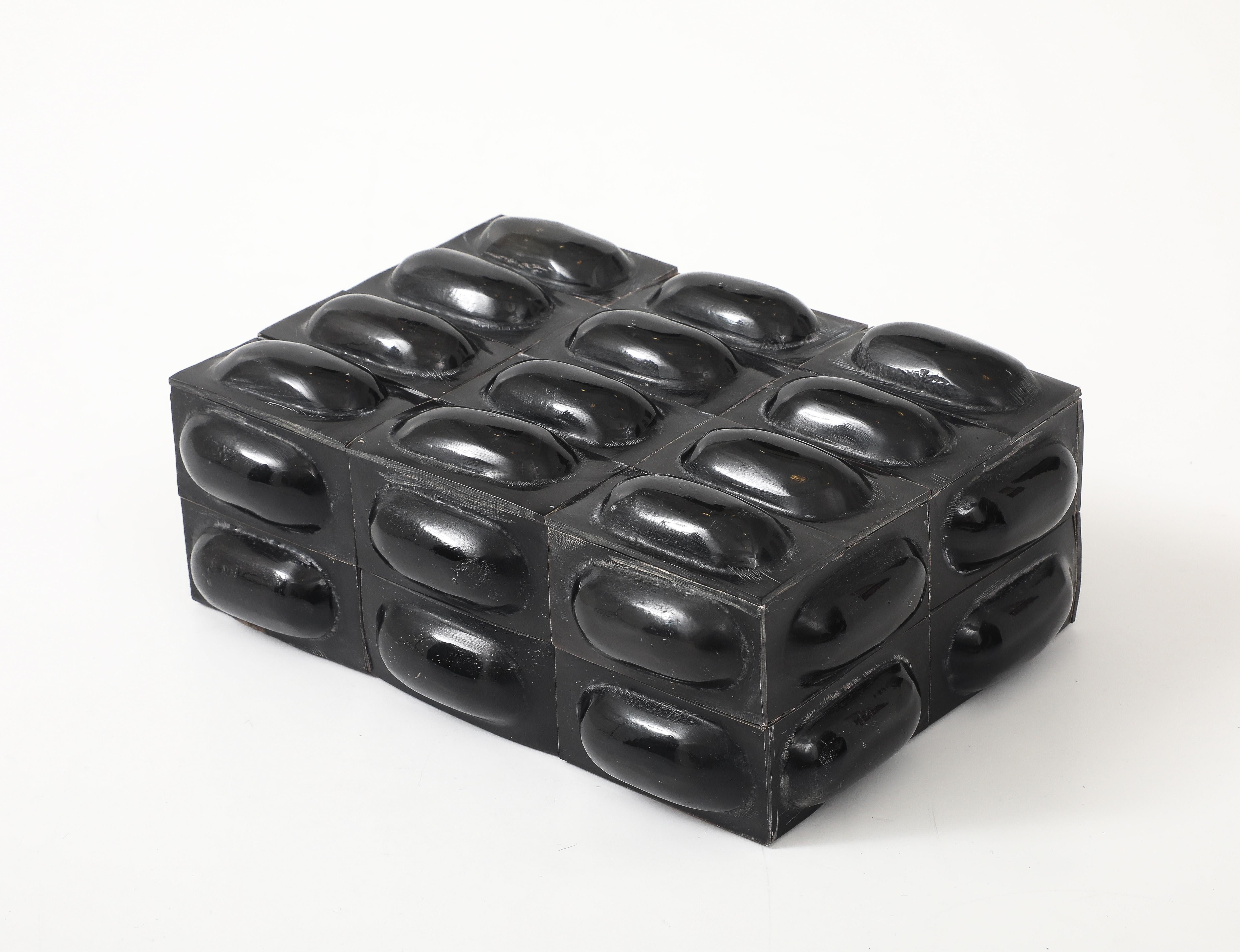 Black Horn Oval Tiled Box For Sale 1