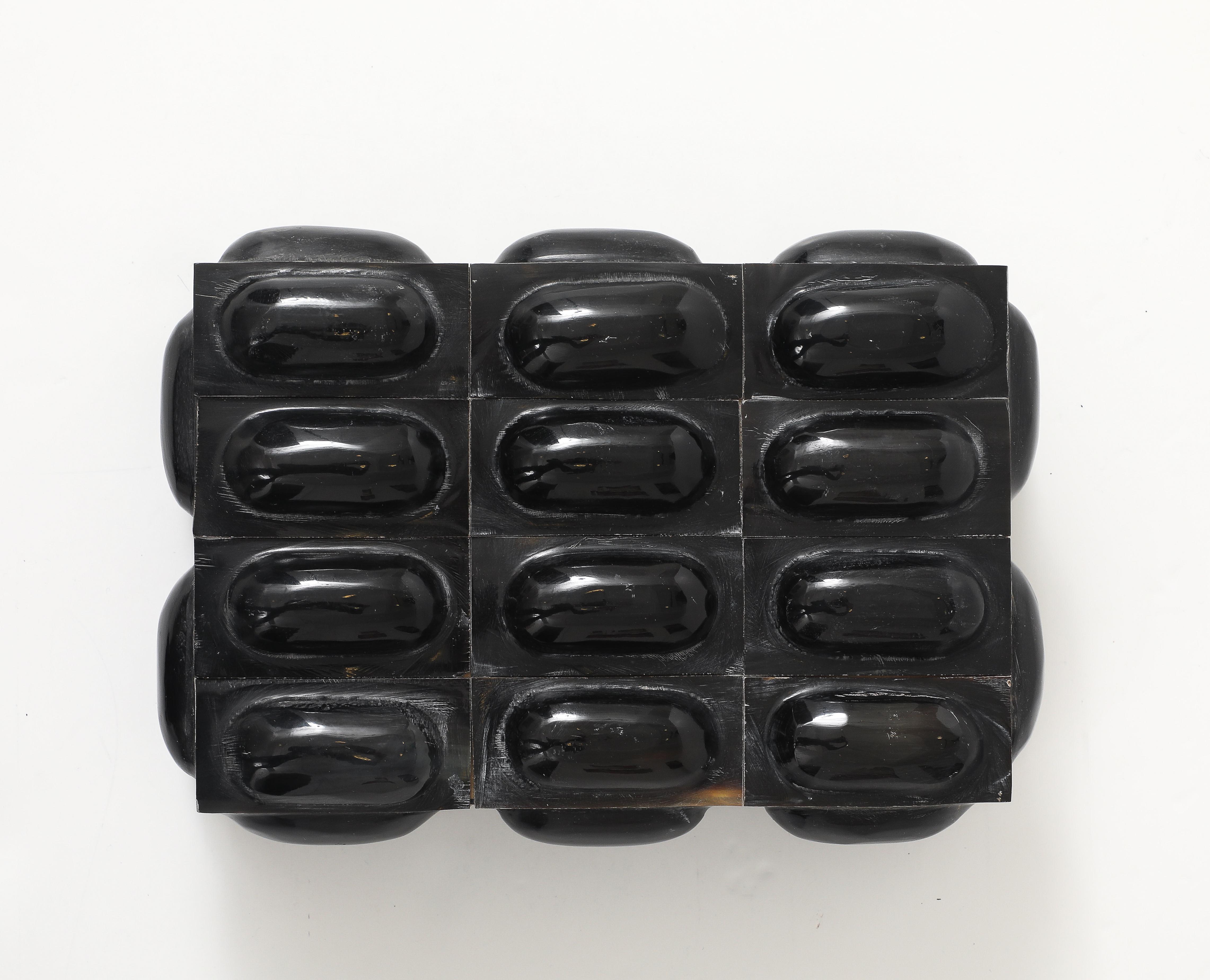 Black Horn Oval Tiled Box For Sale 2