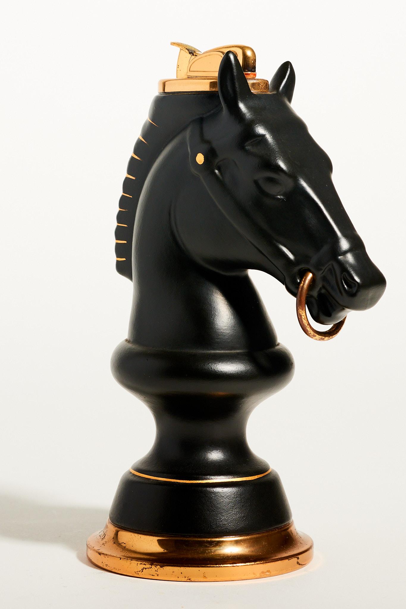 Mid-20th Century Black Horse Head Lighter