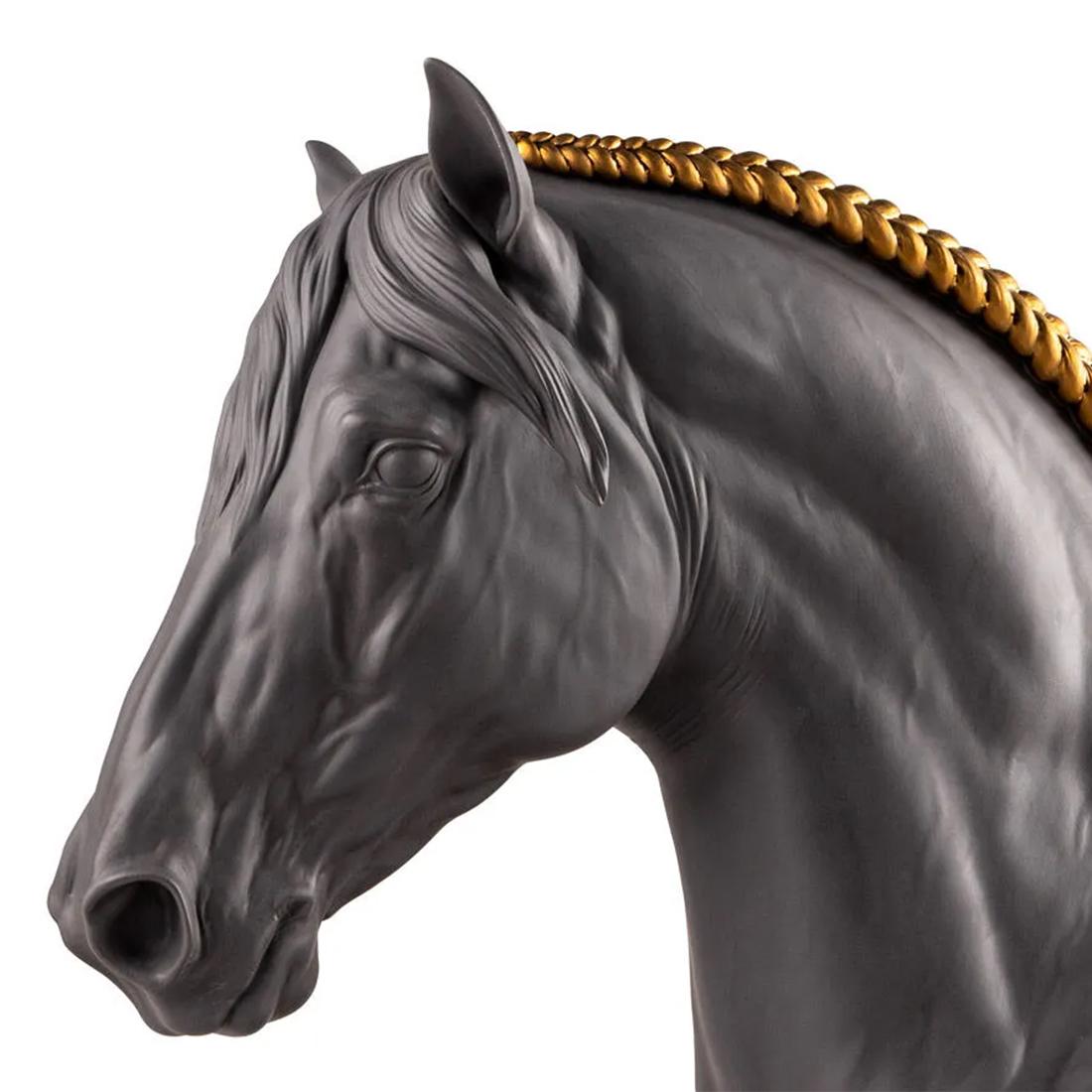 Hand-Crafted Black Horse Head Sculpture For Sale