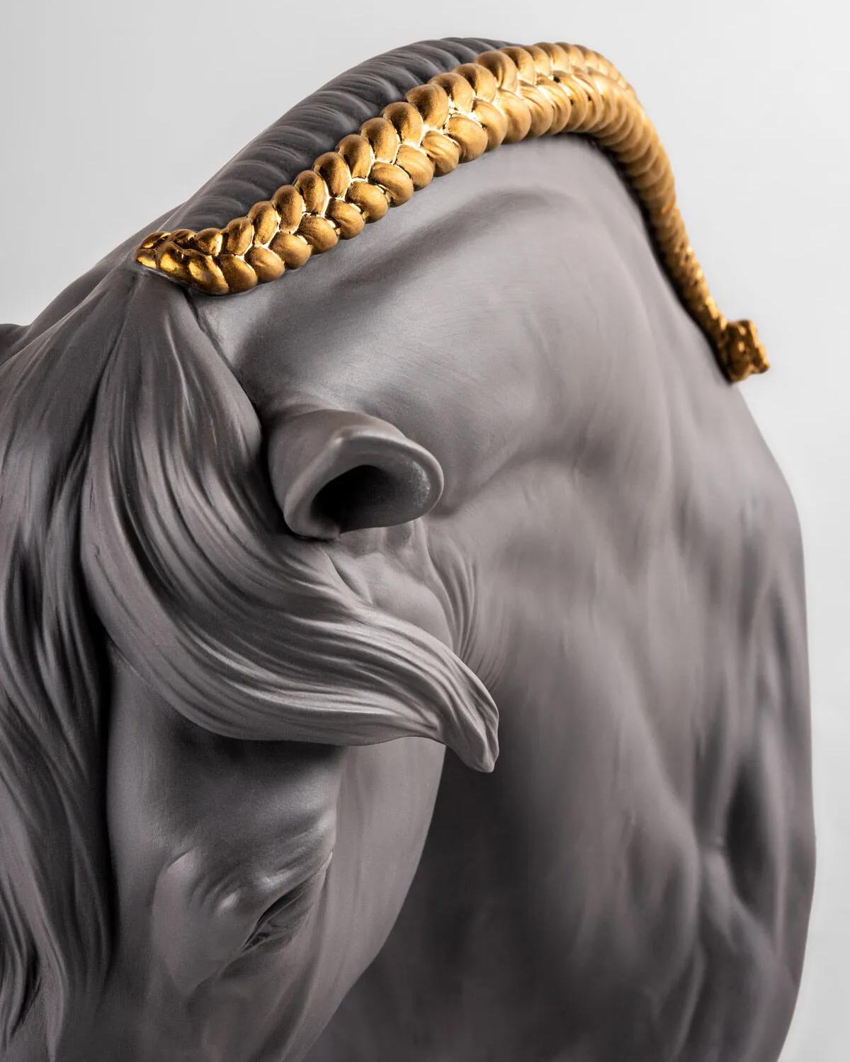 Porcelain Black Horse Head Sculpture For Sale