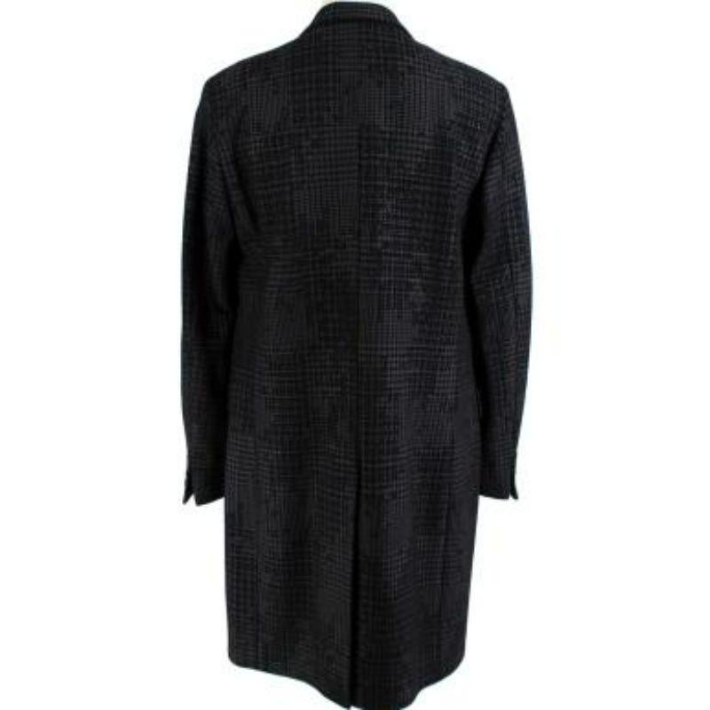 Black Houndstooth Print Wool Tailored Coat In Good Condition For Sale In London, GB