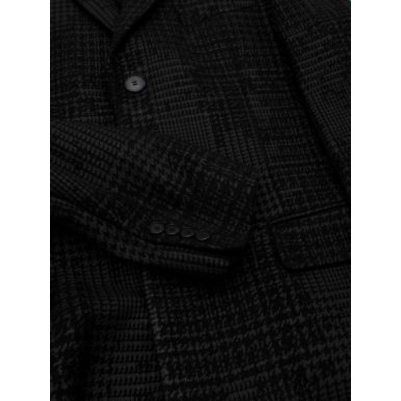 Black Houndstooth Print Wool Tailored Coat For Sale 1