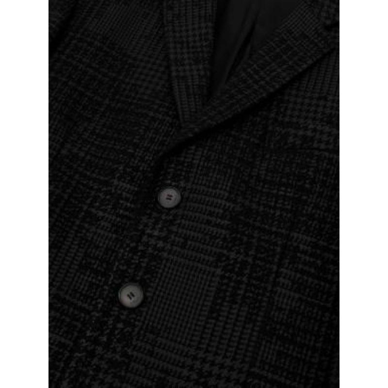 Black Houndstooth Print Wool Tailored Coat For Sale 2