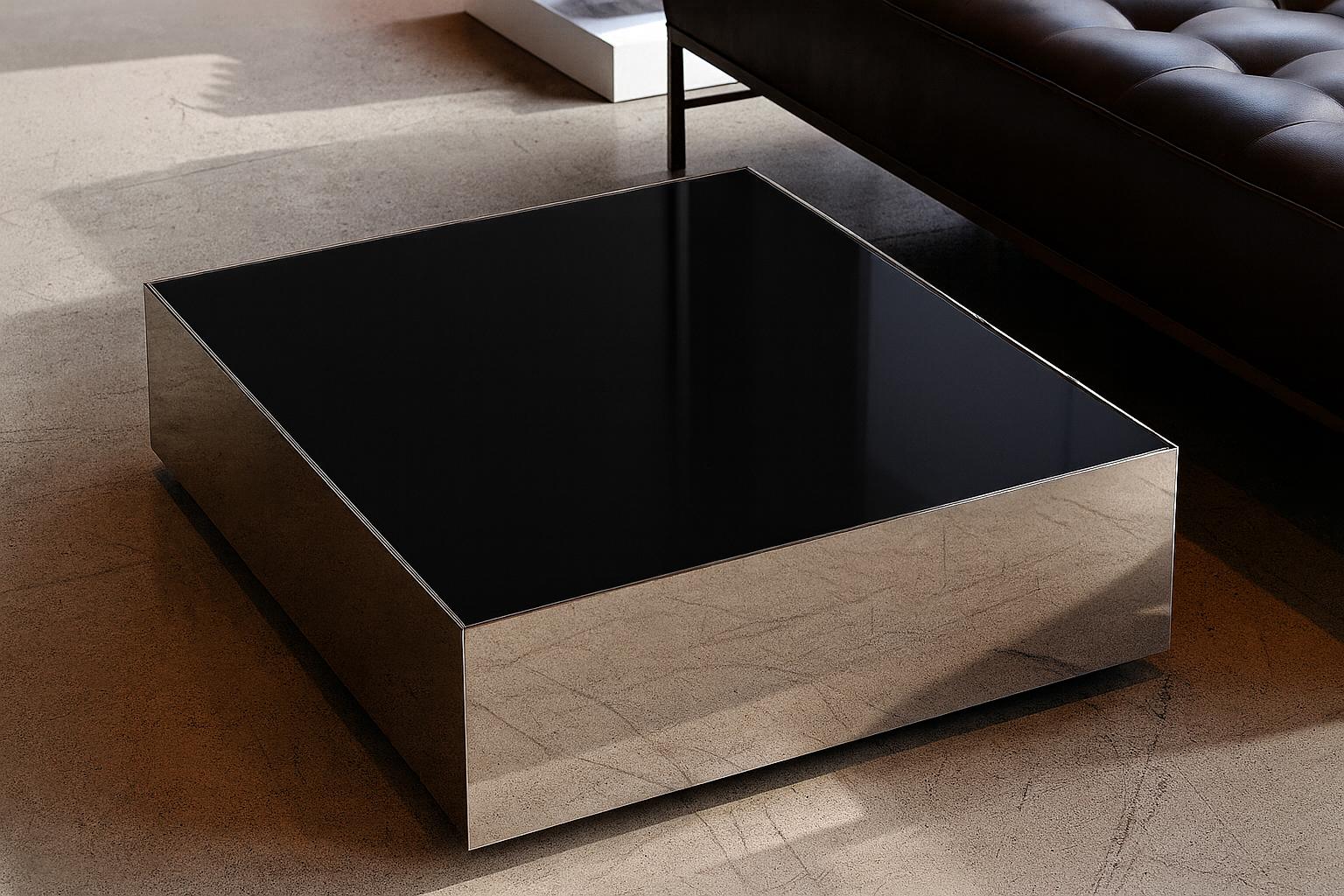 Black Ice Couchtisch von Phase Design, Chrom poliert (amerikanisch) im Angebot