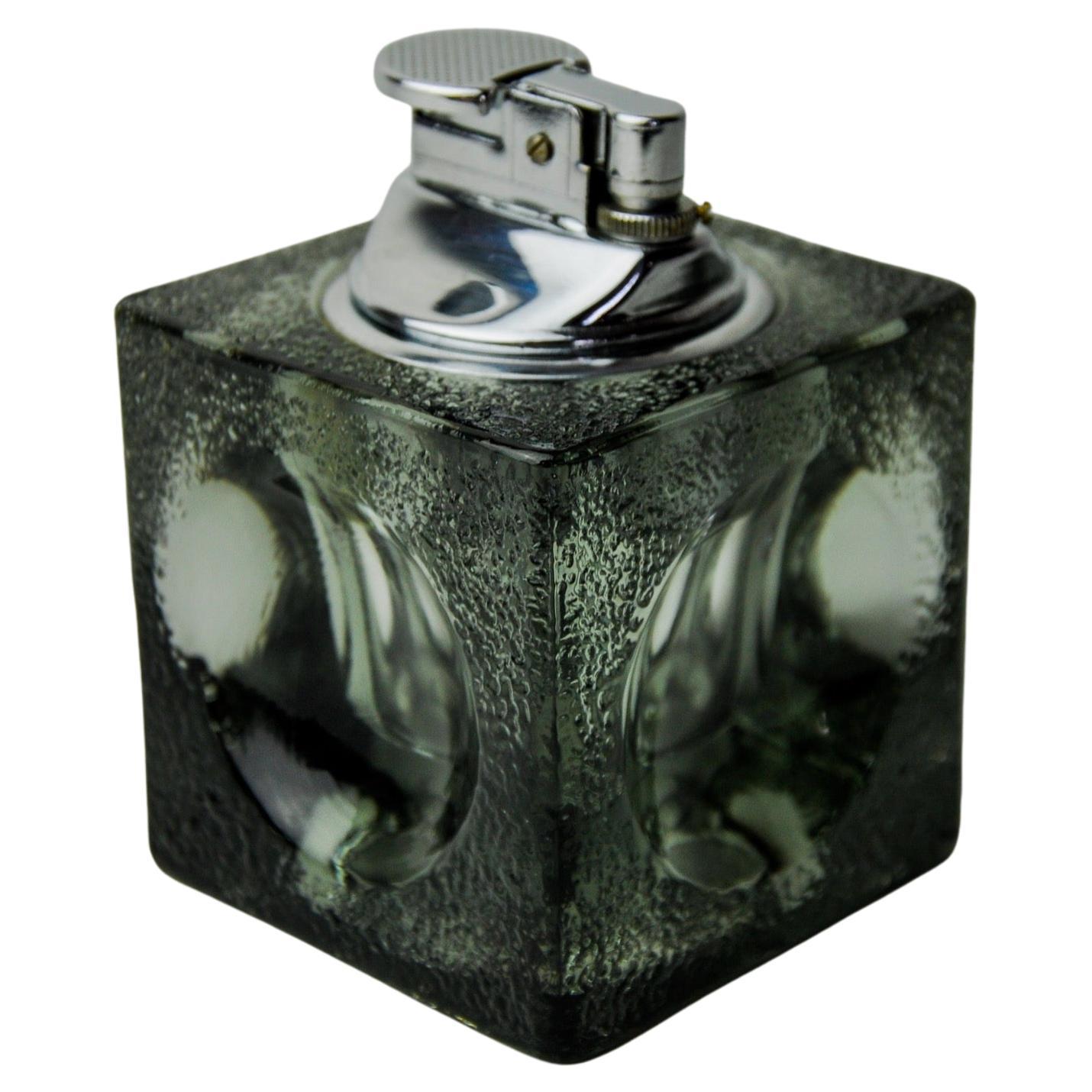 Black ice lighter by Antonio Imperatore, murano glass, Italy, 1970 For Sale