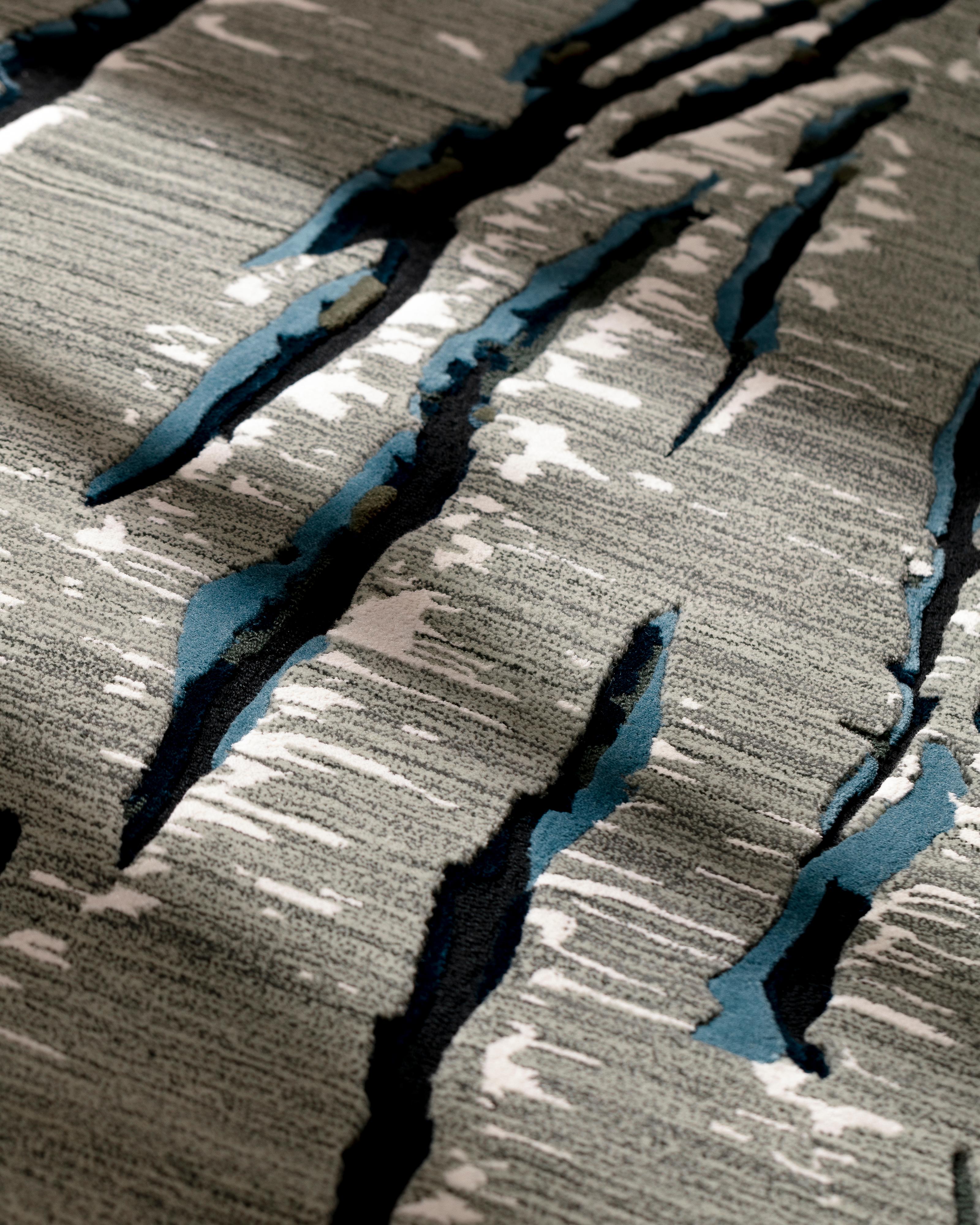 Norwegian Black Ice Rug by Volver Studios For Sale
