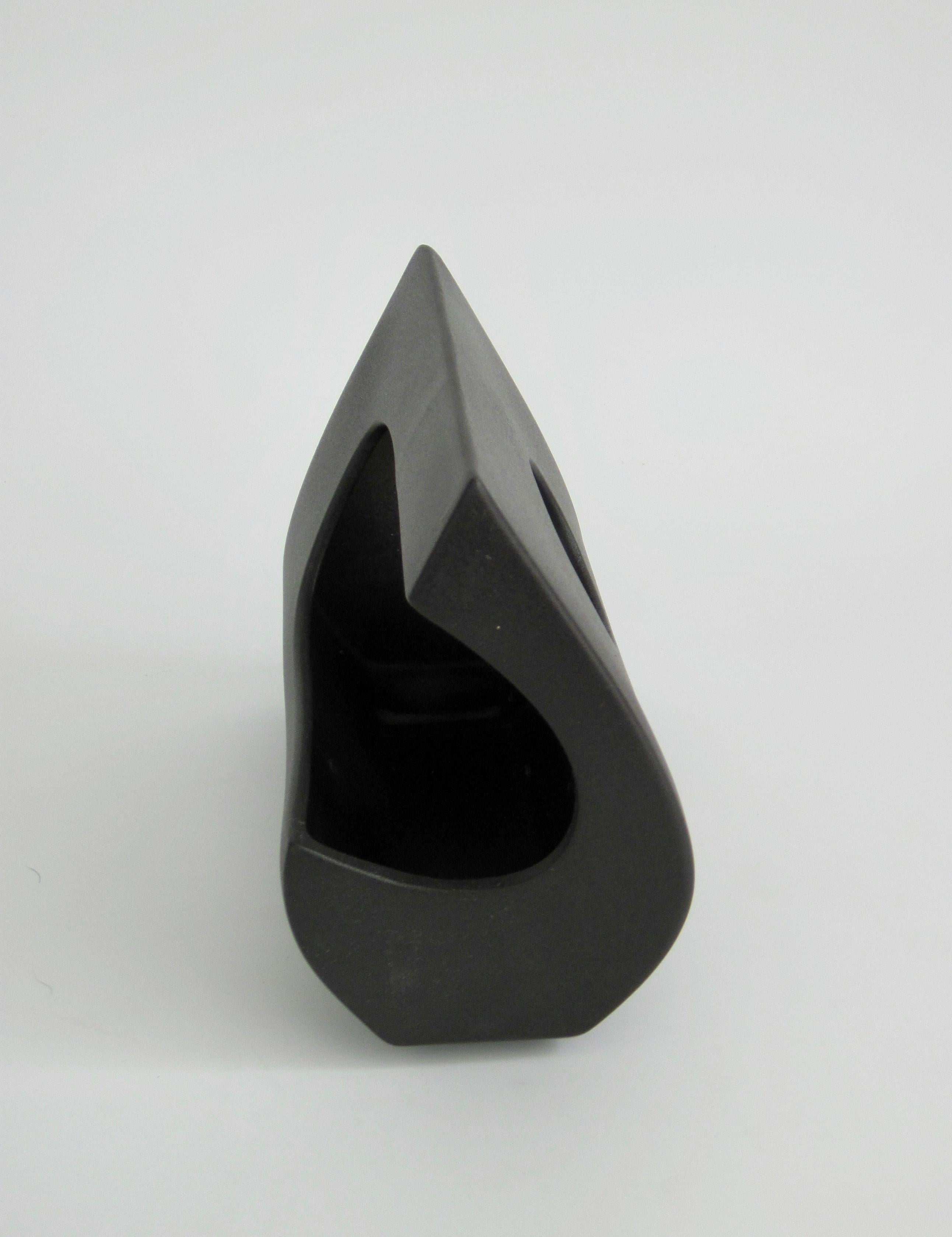Ceramic Black Ikebana Post-Modern Footed Planter Pot Vase