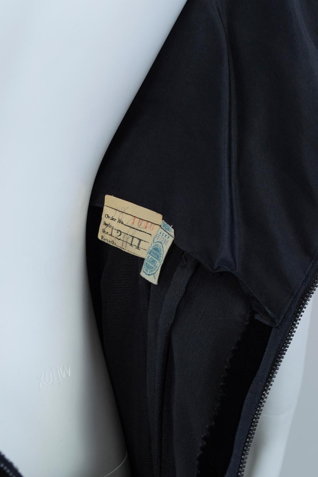 Black Silk Velvet Imperialist Chandelier Bead and Passementerie Gown–XS-S, 1950s For Sale 9