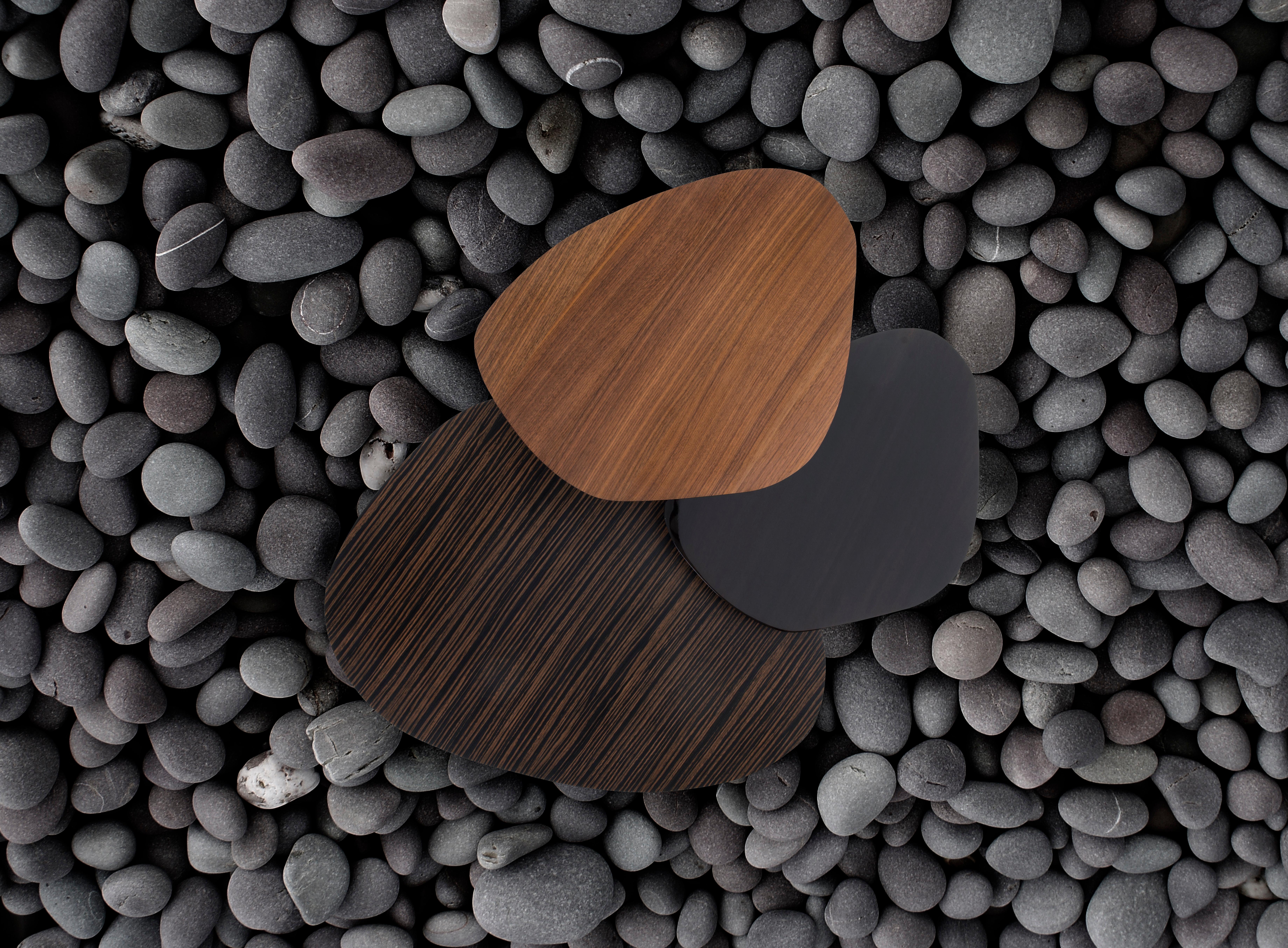 Philippine Black Indoor Small Pebble Coffee Table by Kenneth Cobonpue
