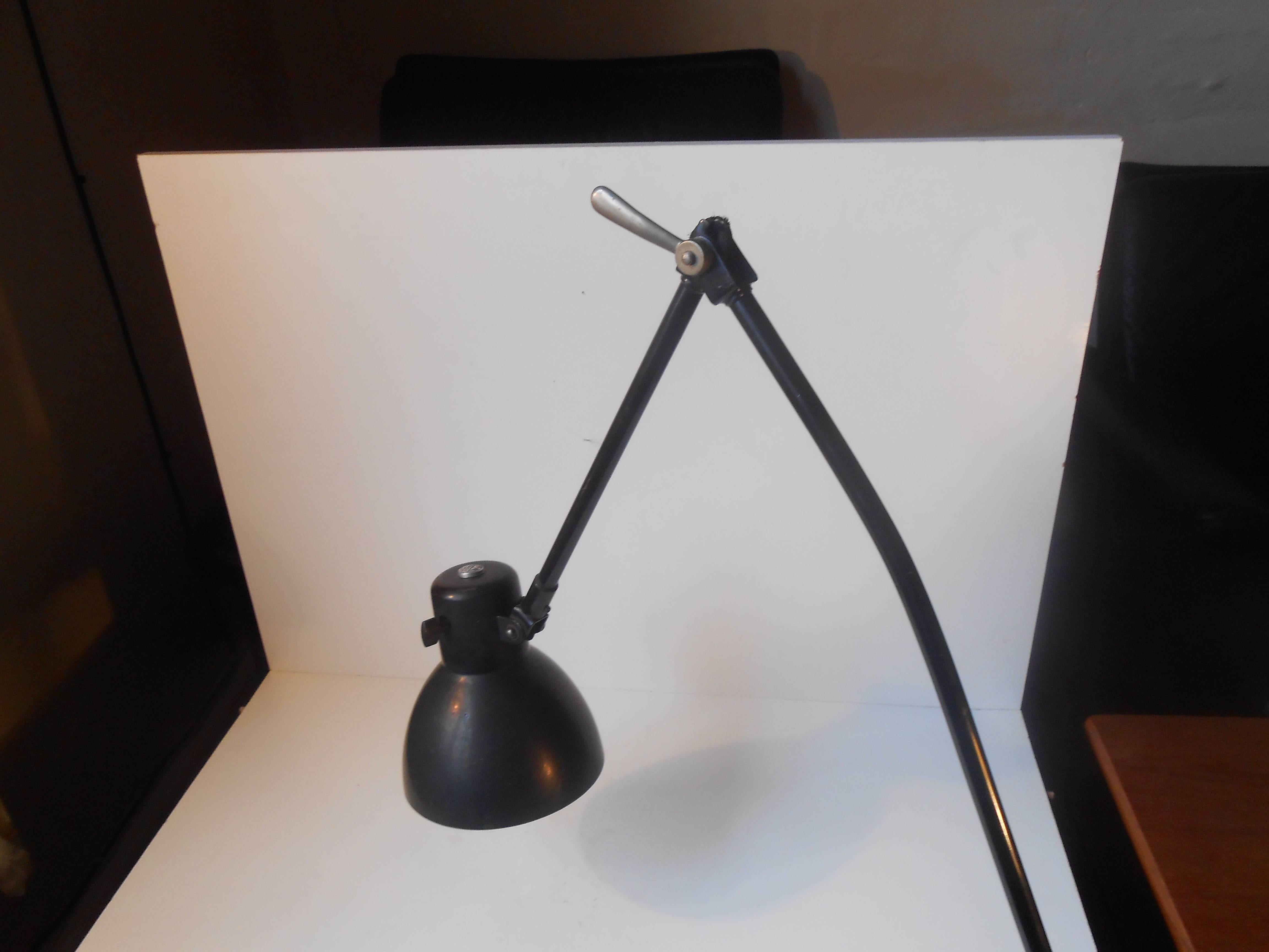 Powder-Coated Black Industrial Bauhaus Desk or Wall Lamp by Marianne Brandt, Kandem, 1930s For Sale