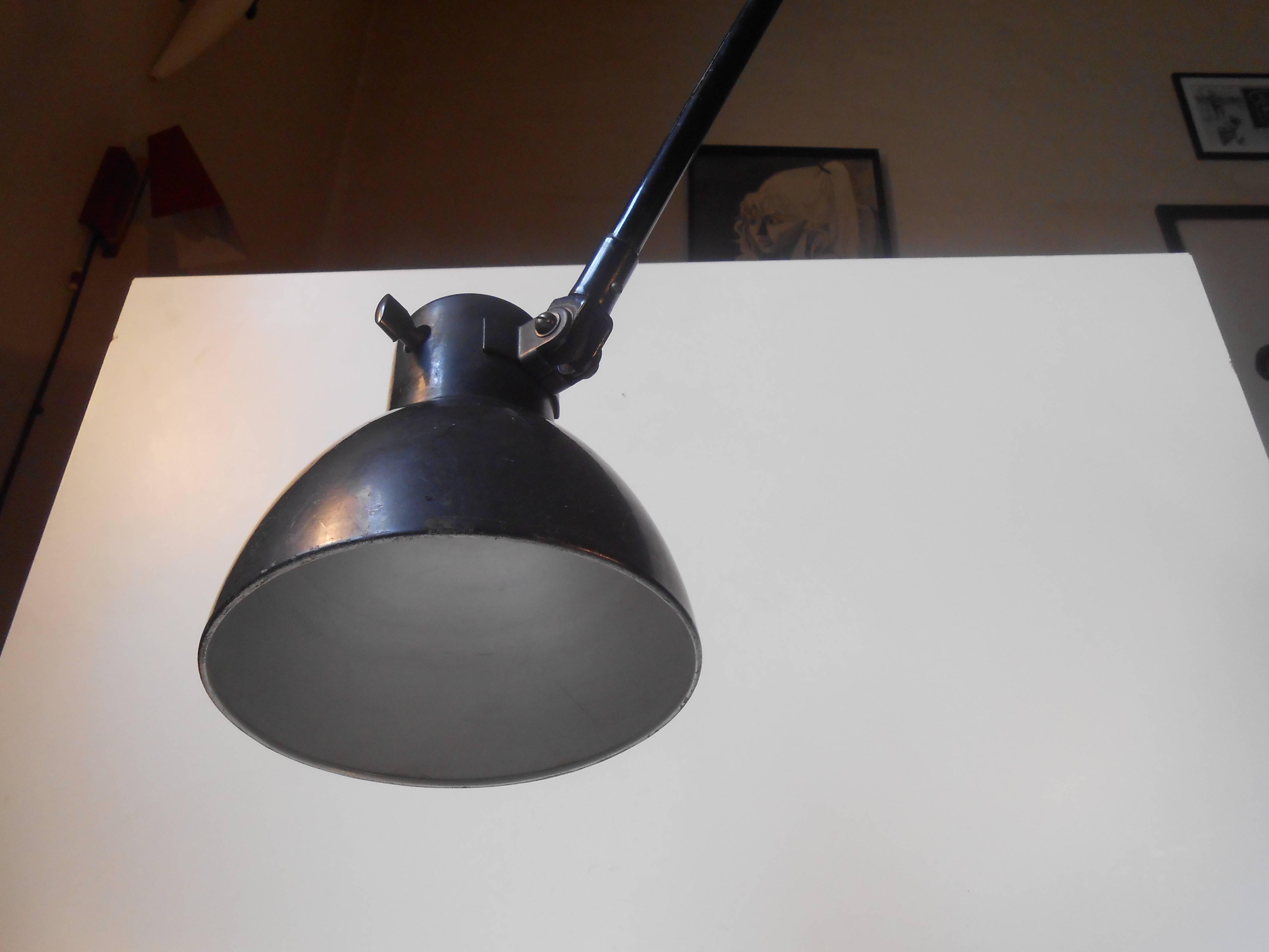 Mid-20th Century Black Industrial Bauhaus Desk or Wall Lamp by Marianne Brandt, Kandem, 1930s For Sale