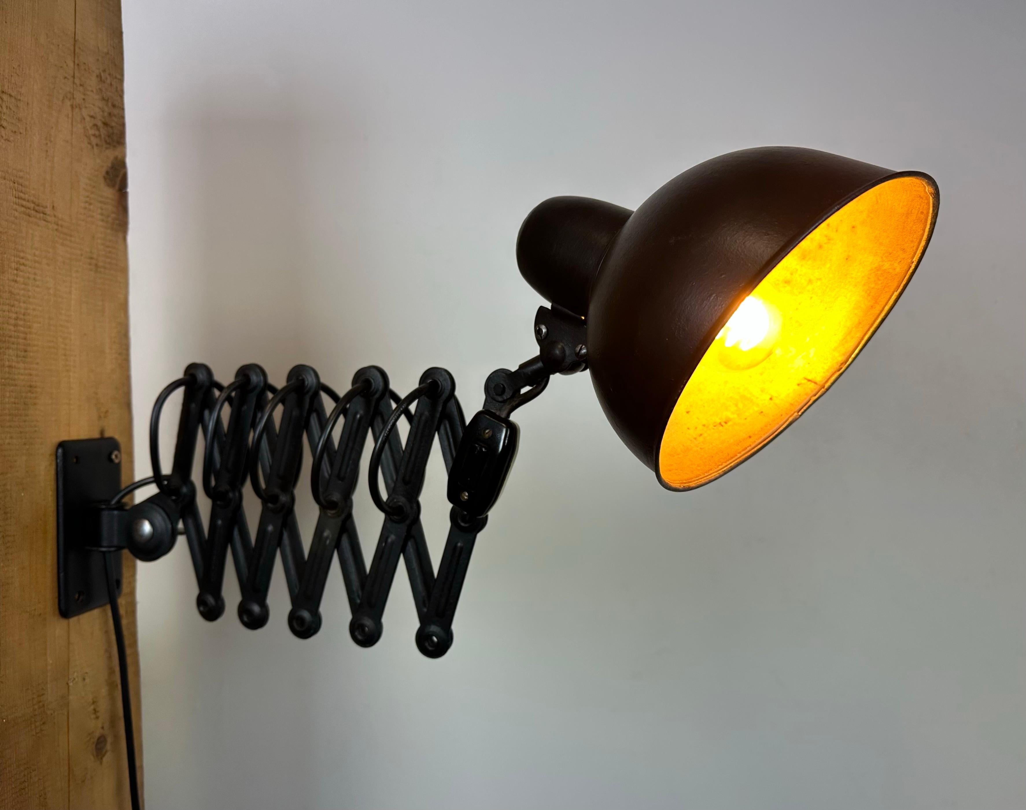 Black Industrial Bauhaus Scissor Wall Lamp from Kaiser Idell, 1930s 8