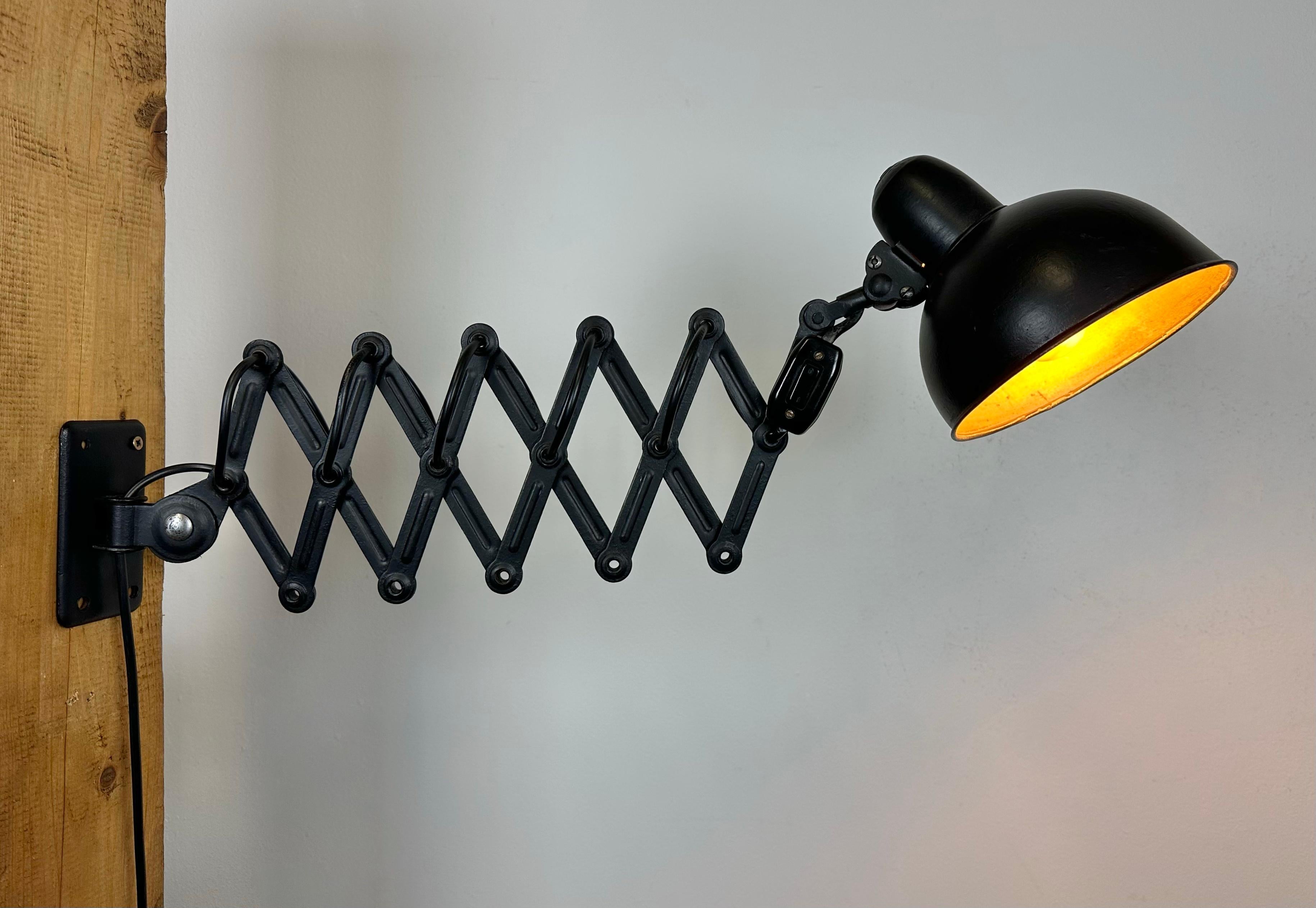 Black Industrial Bauhaus Scissor Wall Lamp from Kaiser Idell, 1930s 10