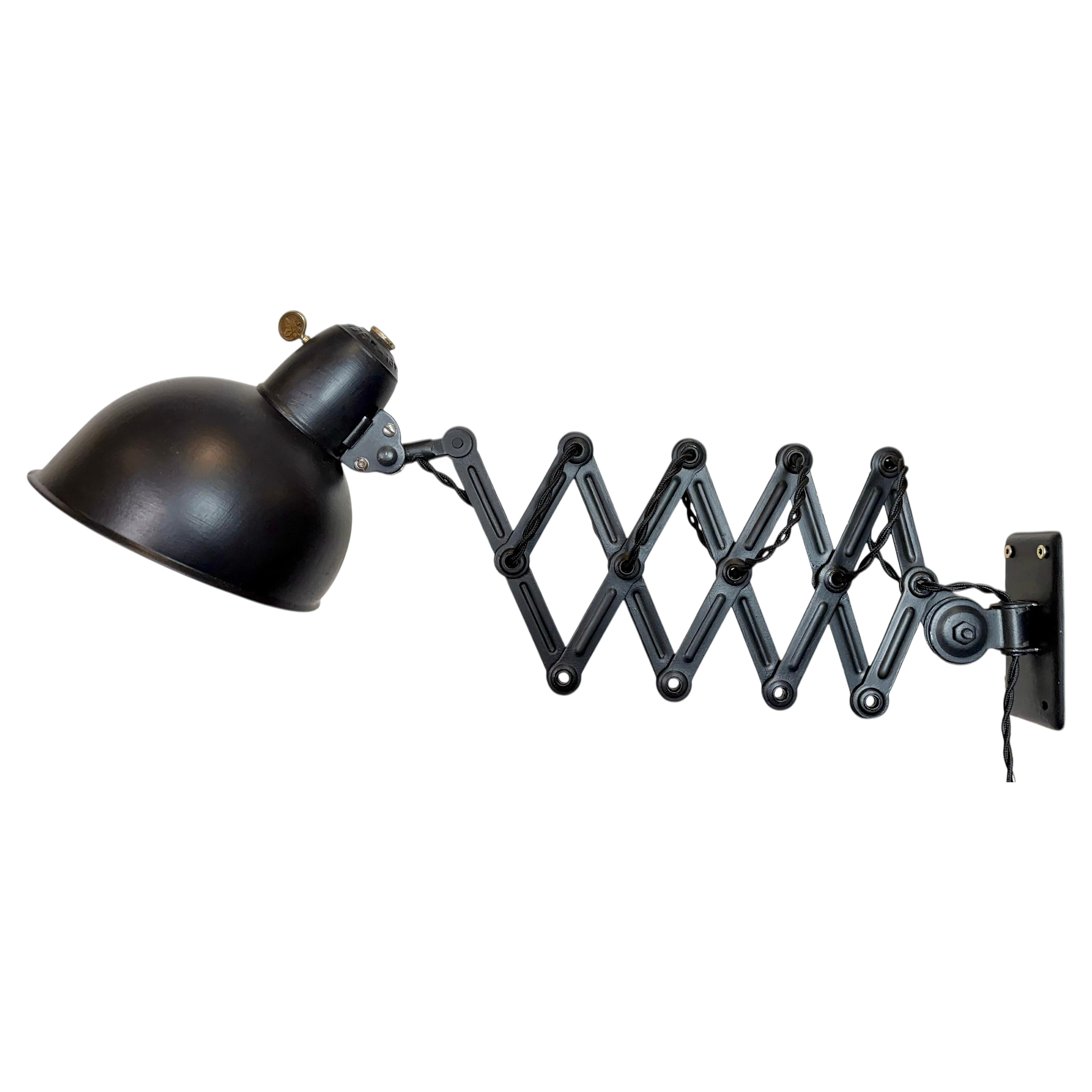 Black Industrial Bauhaus Scissor Wall Lamp from Kaiser Idell, 1930s