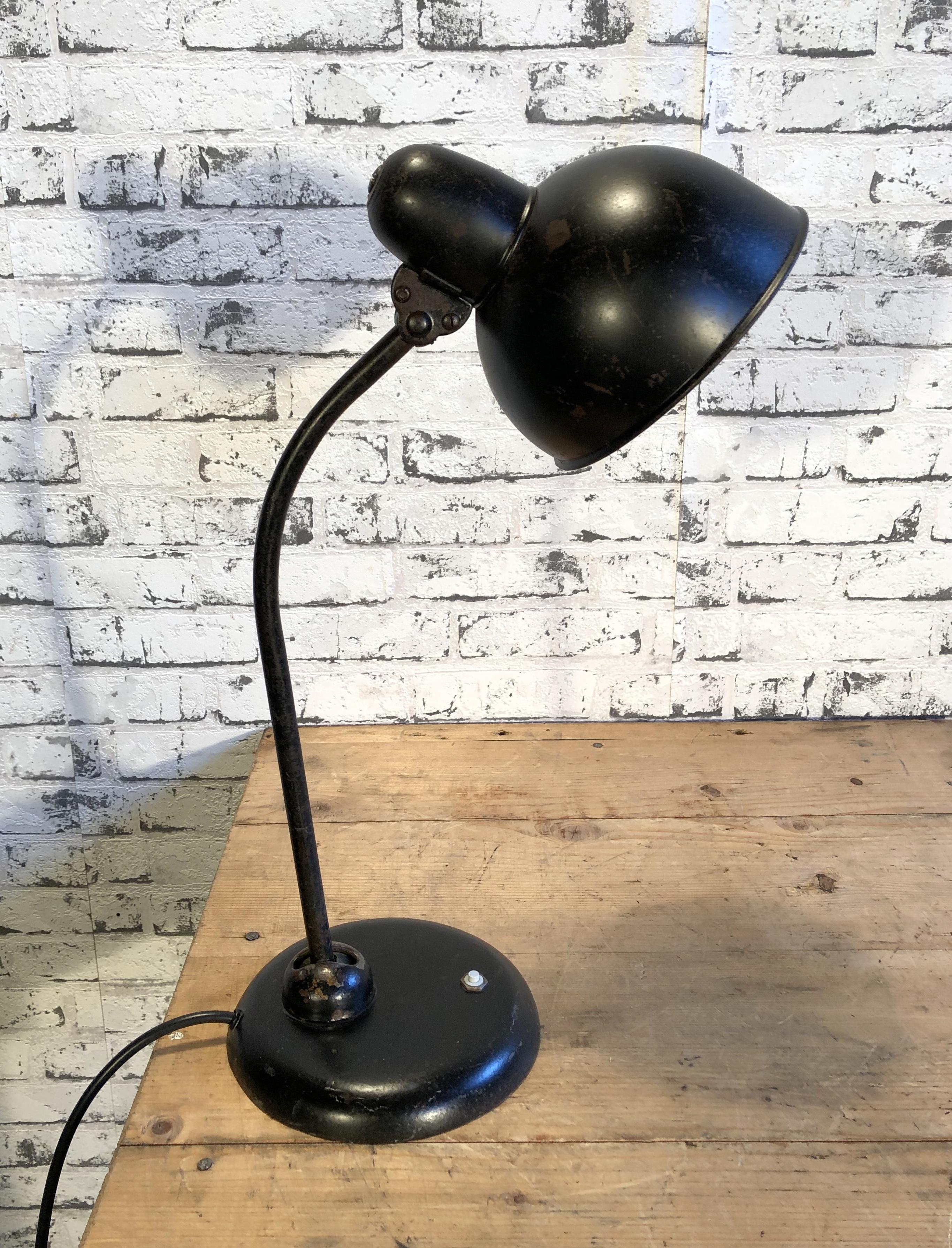 Black Industrial Bauhaus Table Lamp, 1930s In Good Condition In Kojetice, CZ