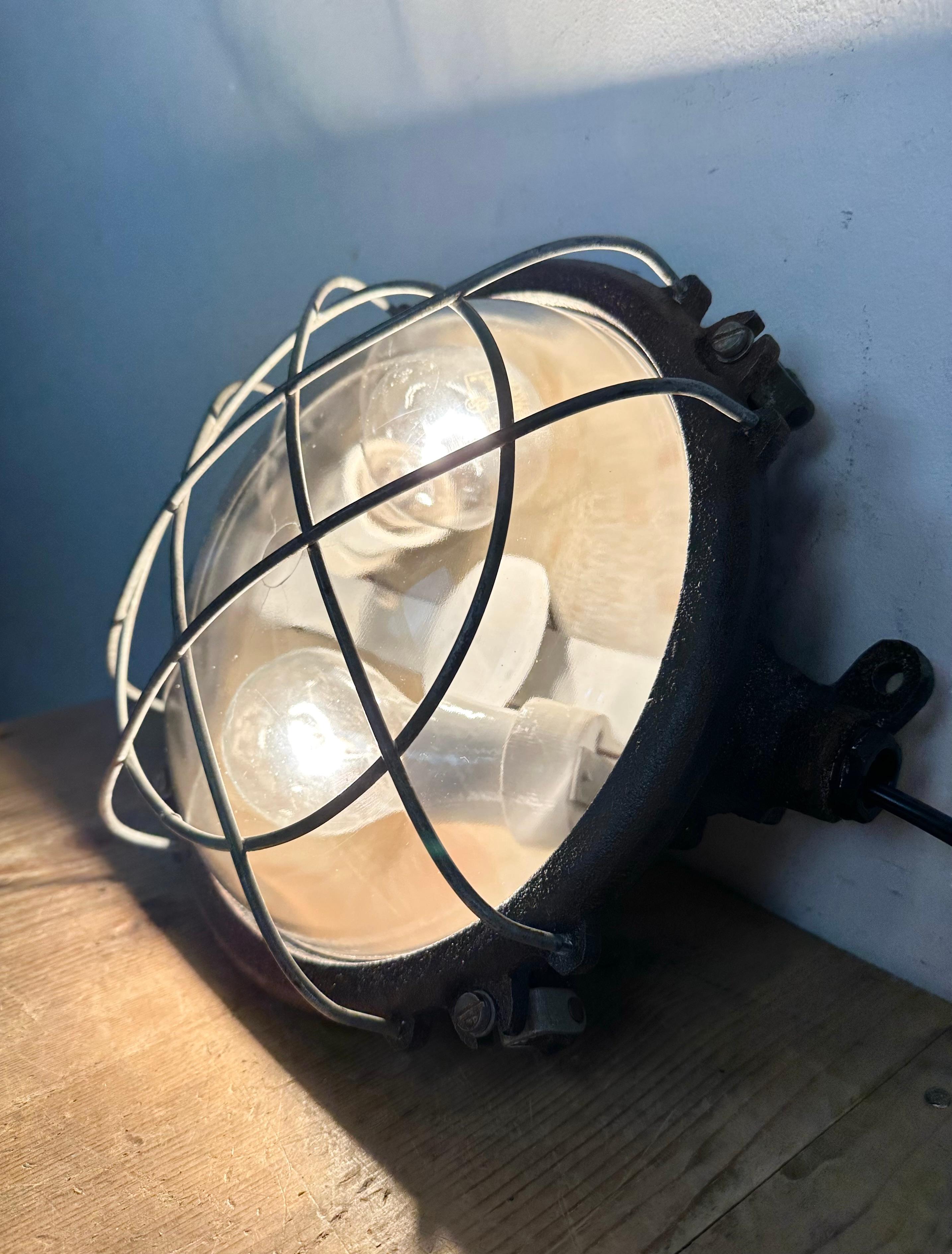 Black Industrial Cast Iron Wall or Ceiling Light from Elektrosvit, 1960s For Sale 8