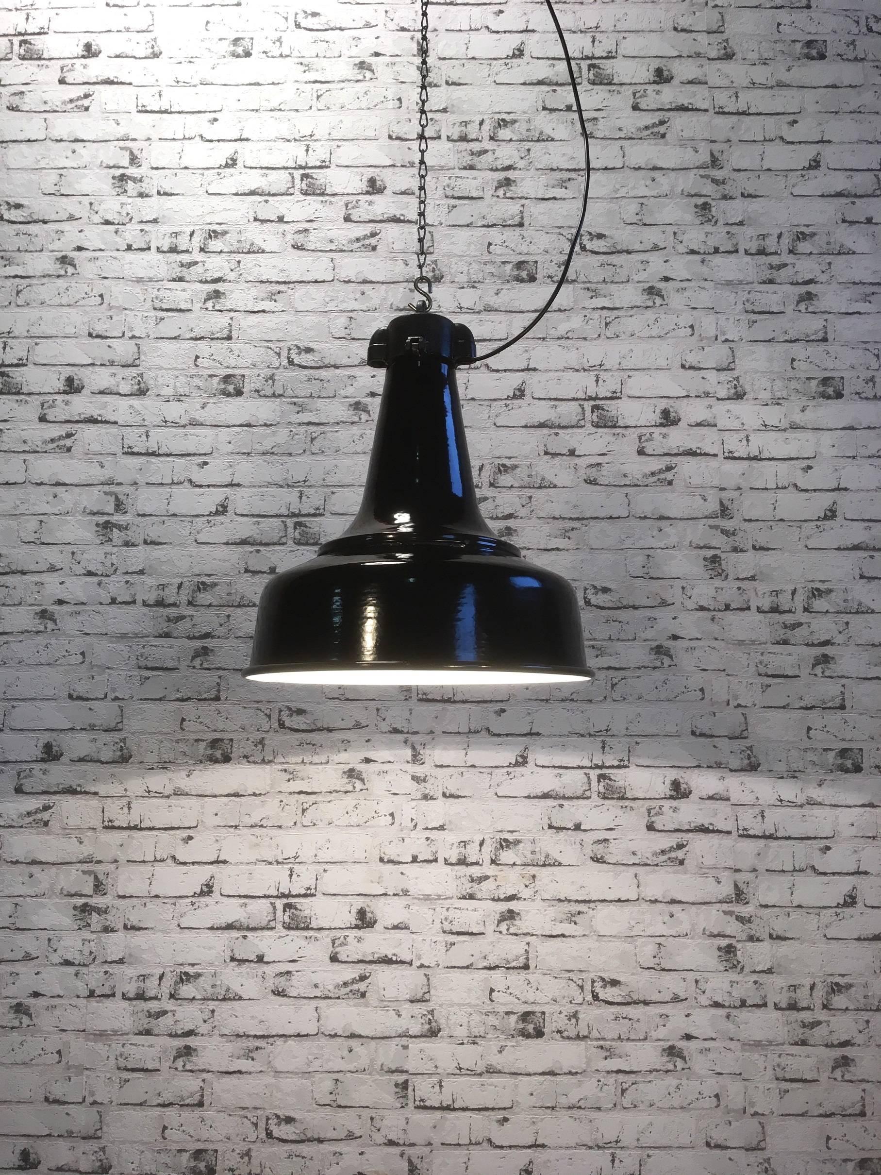 Czech Black Industrial Ceiling Light, 1960s